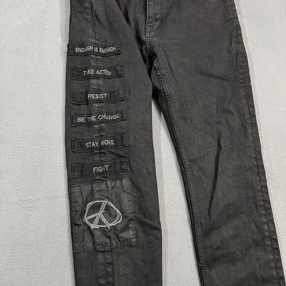 Sean John Jeans Mens 36x34 Black Panther Patches‎ Distressed Y2K Tapered - Picture 11 of 14